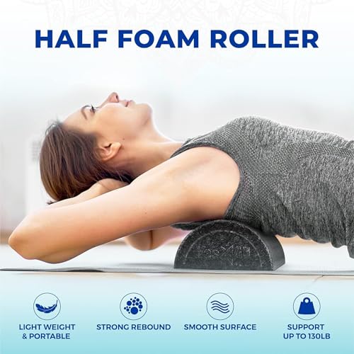 Yes4All High-Density EPP Half Round Back Roller Foam, Exercise Foam Roller for Yoga, Pilates & Stretching - 12, 18, 24, 36 inch - color: Black, style: 36 inch