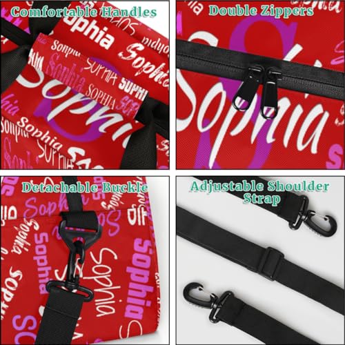 Custom Named Dance Ballet Bag Girls, Weekend Sports Travel Bag, Red - color: Color 13