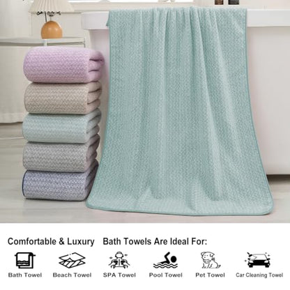 JML Microfiber Bath Towels, 2 Pack, 30x60 in, Fine Wave Green - color: Cationic Fine Wave Green, size: 30 in x 60 in