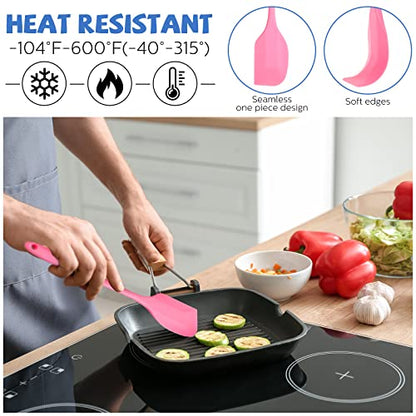 16 Piece 11 Inch Silicone Spatula Set Rubber Spatula Heat Resistant Seamless One Piece Design Non-stick Flexible Scrapers Baking Mixing Tool Dishwasher Safe, 6 Colors