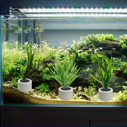12 PCS Aquarium Plant Weight Ceramic Ring with Black Sponge, Aquarium Plant Weights Pot Anti Floating for Fish Tank Water Plant Landscape Decoration Accessories