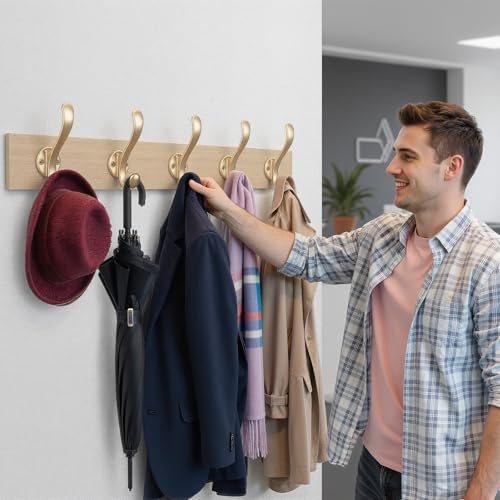 10 Pack Coat Hooks Wall Mount Heavy Duty Utility Retro Double Hooks for Hanging Coats,Hat, Towel, Key, Robe, Scarf, Bag, Cap (Gold) - color: 10 Pack-Gold