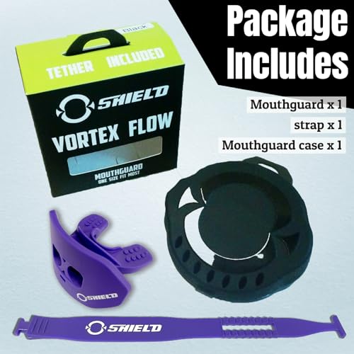 O Shield Core Football Mouth Guard, Detachable Strap | Football Mouth Guard with Detachable Strap — No-Boil Ready Fit, BPA-Free, Brace-Friendly, Includes Carrying Case - color: Purple