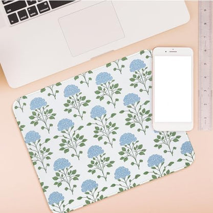 Hydrangea Mouse Pad Moss Blue Flroal Small Mousepad for Laptop Desk, Flower Cute Mouse Pad for Computers Aesthetic, Hydrangea Office Desk Accessories for Office Women 11.8x9.8