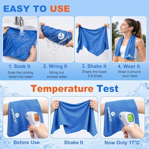 YQXCC 2 Pack Cooling Towels (47"x12"), Ice Cool Towel for Neck & Face - color: 2*light Gray