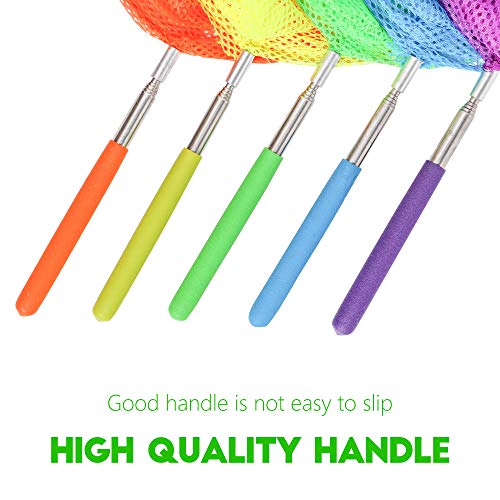 Kids Telescopic Butterfly Fishing Nets for Kids Catching Insect Net Outdoor Tools for Catching Bugs Fish Insect Ladybird, Extendable 34 Inches and Anti Slip Grip - color: yellow-2