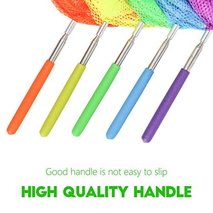 Kids Telescopic Butterfly Fishing Nets for Kids Catching Insect Net Outdoor Tools for Catching Bugs Fish Insect Ladybird, Extendable 34 Inches and Anti Slip Grip - color: yellow-2