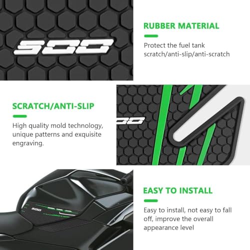 For Ninja 500 Z500 Ninja 500 SE Ninja500 2024 2025 2026 New Accessories Side Fuel Tank Pads Protection Stickers Decals Fuel Tank Knee Pads Traction Pads Fuel Tank Pads (Green)