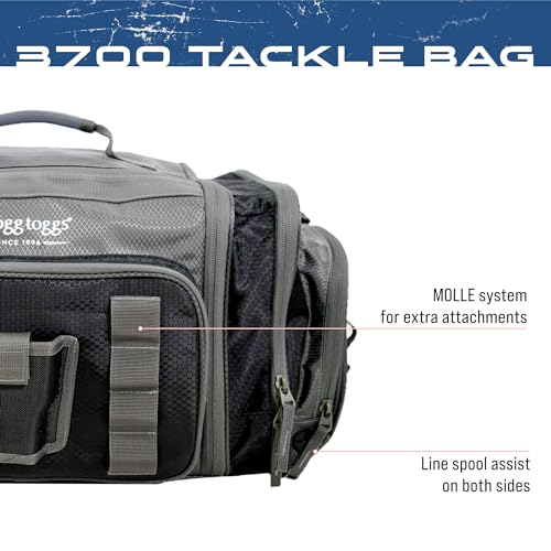 FROGG TOGGS Heavy Duty Fishing Tackle Duffle Bag, Includes Bait Trays, Black, 3700