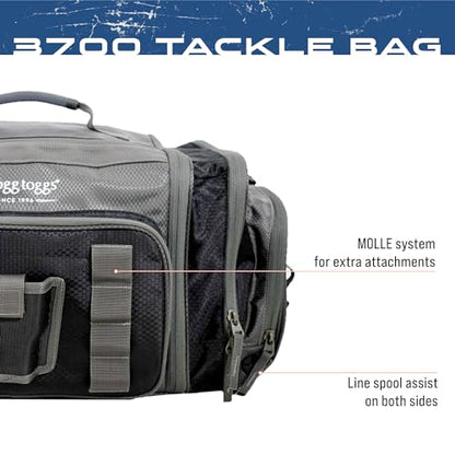 FROGG TOGGS Heavy Duty Fishing Tackle Duffle Bag, Includes Bait Trays, Black, 3700