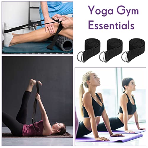 Jerify Yoga Strap for Stretching Bulk 6ft Exercise Stretch Band with Metal D Ring Adjustable Pilates Non Elastic Yoga Belt for Women Men Physical Fitness Gym Workout Dance - color: Black