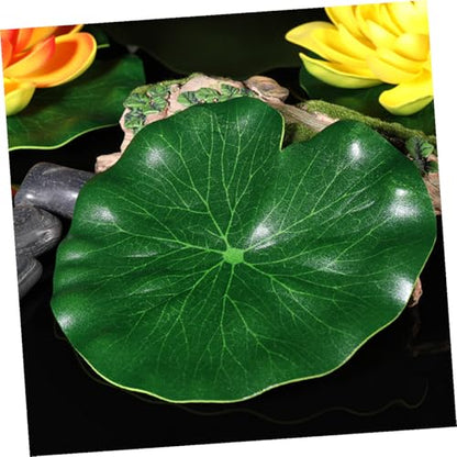Artificial Floating Lotus Leaves 10pcs 17cm Aquarium Lotus-Leaves Fish Pond Decor Simulation Water Lily Pads for Home Garden Pool Display