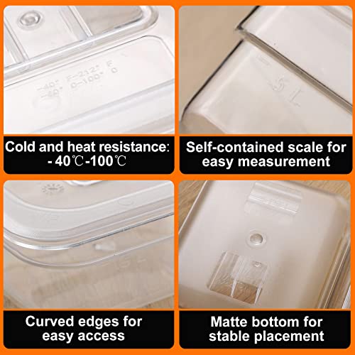Nuenen 8 Pcs 1/6 Size, 2.6 Inch Deep Food Storage Container, Polycarbonate Plastic, Clear, Cold Pans for Kitchen Restaurant Food Prep, 1 Quart