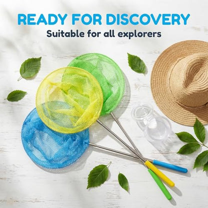 Kids Telescopic Butterfly Fishing Nets for Kids Catching Insect Net Outdoor Tools for Catching Bugs Fish Insect Ladybird, Extendable 34 Inches and Anti Slip Grip - color: Yellow