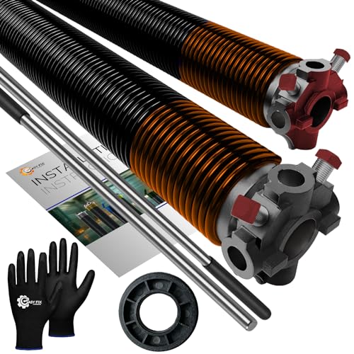 Garage Door Torsion Springs 192x2x24 Replacement for Left and Right Side of Garage Door with 1" Nylon Bushing, Winding Bars, and Gloves Precision E-Coating 5-Year Warranty Min. 30,000 Cycles (Pair) - color: Pair, size: 192x2x24