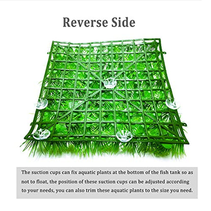 2pcs (10"X10") Artificial Aquarium Grass Mat Decorations Artificial Plastic Lawn Ornament Landscape Green Plants Decoration for Saltwater Freshwater Tropical Fish Tank Decor