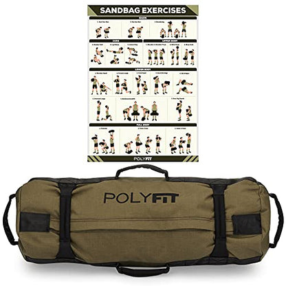 Polyfit Classic Sandbag - Workout Sandbag with 8 Gripping Handles - color: GREEN, size: Large (50-125lbs)