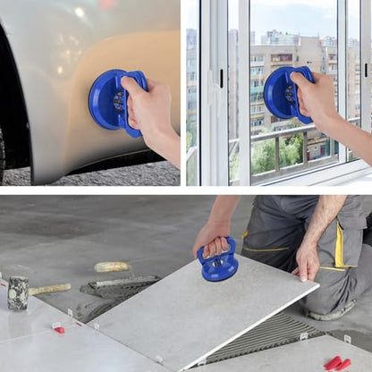 Glass Suction Cup Heavy Duty Aluminum Vacuum Plate Puller Handle Holder Hooks Duty Galss Lifting/Tile Suction Cup Lifter/Moving Glass/Pad for Lifting (Blue, 2Pack)