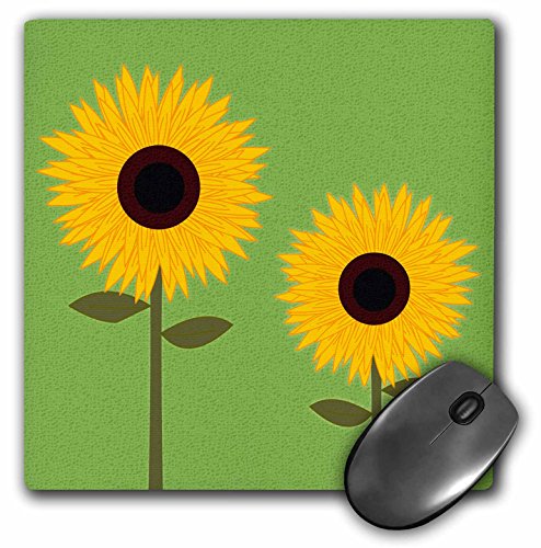 3dRose LLC 8 X 8 X 0.25 Inches Simply Sunflowers Moss Green Background Mouse Pad (mp_24643_1)