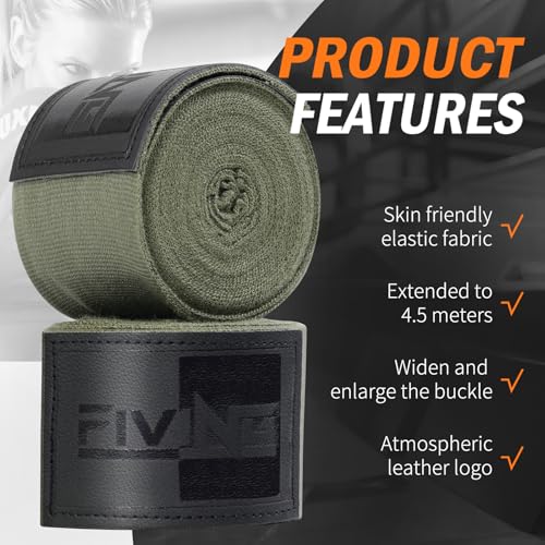 Premium Handwraps 180 inches for Men & Women - color: Army Green, size: 4.5m