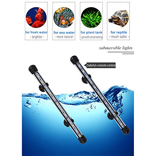 MQ 16 in Submersible LED Aquarium Light, 2.5W Color Changing Fish Tank Light with Remote Control, IP68 Crystal Glass 18 LEDs Lights Bar, for Fish Tank 20-25 inch - size: 18LED-Length 16"
