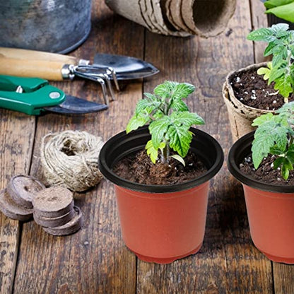 KINGLAKE 100 Pcs 4" Plastic Plants Nursery Pot/Pots Seedlings Flower Plant Container Seed Starting Pots,4 Inch,Red - color: Red, size: 4 Inch