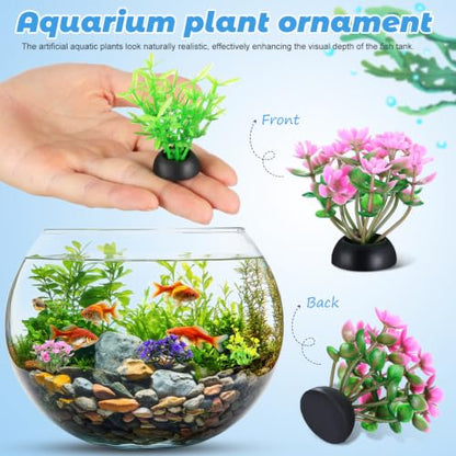 Toyvian Artificial Aquarium Plants 20PCS Plastic Aquarium Plants Mixed Styles for Fish Tank Decor | Betta Fish Tank Accessories Universal Fake Water Grass Decorations for Freshwater Tank