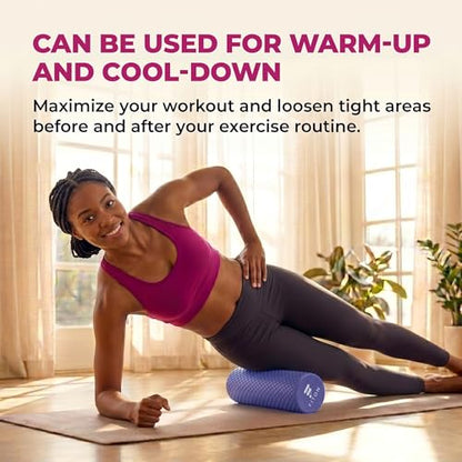 FitOn Travel Size Foam Roller for Muscle Recovery, Fitness & Home Exercise | High-Density EVA Foam With Textured Grip For Back, Neck And Leg Relief, Ideal For Workouts, Yoga, and Travel Use, Purple