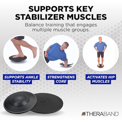 THERABAND Wobble Board, Round Balance Trainer, Core Strength, Non-Slip | Round wobble board for balance, agility, and core strength training in physical therapy - style: Wobble Board