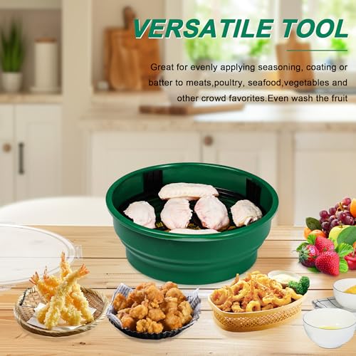 Collapsible Batter Bowl - Mess Free Better Breader Shaker Bowl with Lid Breading Shaker Container - Great for Fried Fish, Fried Chicken, Onion Rings, Wings & More,No Leak,Easy to Store