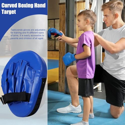 Boxing Hand Target Thick Adjustable Boxing Curved Focus Mitts - color: Blue