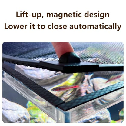 Fish Tank Cover Mesh Aquarium Lid Fish Tank Anti-Jumping Net Magnetic Length 25cm