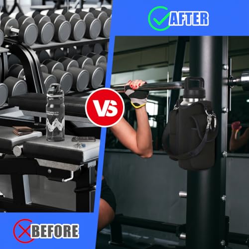 icolor Magnetic Gym Bag Water Bottle Carrier Holder with Phone Pockets & Shoulder Strap,Gym Magnetic Bag 5 Built-in Magnets Gym Accessories Organizer Sling Bottle Bag Pouch Sleeve - color: Gray