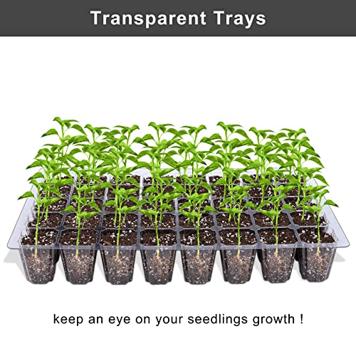Elcoho 6 Pack Seed Starter Tray Kit 40 Cells Seedling Trays with Humidity Dome and Base Mini Propagator Plant Nursery Pots Total 240 Cells for Greenhouse Plants Growing, Black - color: Black