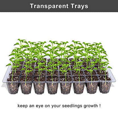 Elcoho 6 Pack Seed Starter Tray Kit 40 Cells Seedling Trays with Humidity Dome and Base Mini Propagator Plant Nursery Pots Total 240 Cells for Greenhouse Plants Growing, Black - color: Black