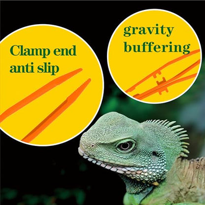 5-Pack Reptile Feeding Tongs Set - Hygienic Anti-Slip Orange Tweezers for Bearded Dragons, Lizards, Snakes, Aquariums & Small Animals(Five Colors to Choose from)