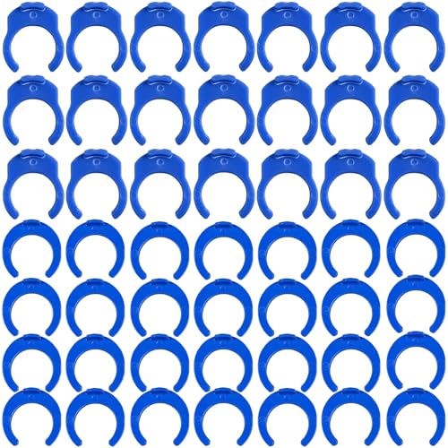 100 Pack Quick Connect Locking Clips Replacement Blue C-Type 1/4" and 3/8" Clamps Clip for Push In to Connect Fittings Water Purifier Tube Connector RO Reverse Osmosis Water Filter System