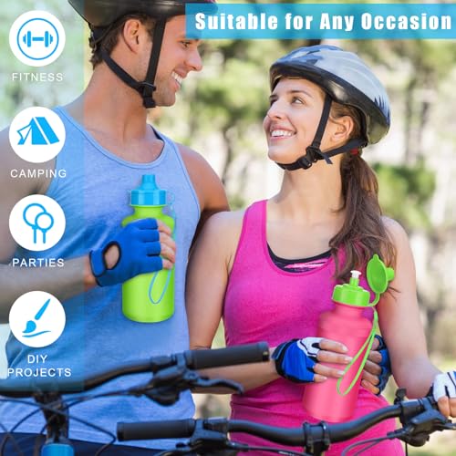 Zubebe 36 Pcs Sports Water Bottles Squeeze Bulk 21 oz | Reusable Plastic Water Bottles with Carry Strap, Back to School Supplies Summer Team Gifts for Students Travel Hiking Cycling - color: Rainbow Color