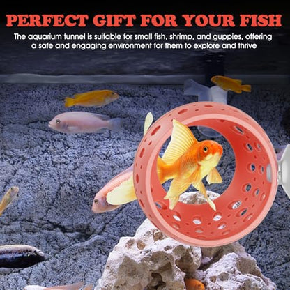 Ejoyous Aquarium Fish Hideout, Plastic Fishtank Tunnel Cave with Powerful Suction Cups, Easy Cleaning Fishtank Tunnel Ornament for Small Fish Shrimp Guppies Freshwater Saltwater (2PCS)