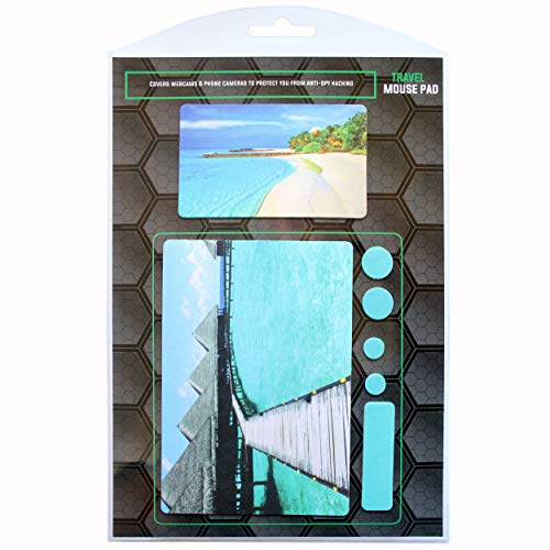 Mouse Pad Adhesive Bottom - Sticks to Any Surface - Portable - Webcam Covers and Screen Cleaner Included (Beach) - color: BEACH