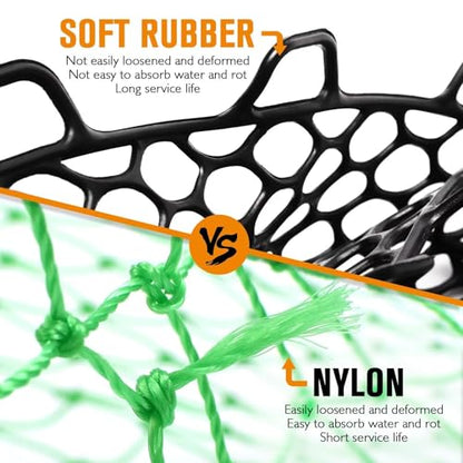 Rubber Fishing Net Replacement Netting Without Handle Clear Black Fishing Nets for Fish Fly Fish Landing Net Bag for Freshwater Saltwater Foldable Trout Net Rubber Mesh 5 Sizes White Black Red