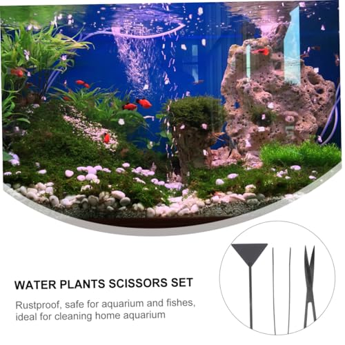BESPORTBLE 3pcs Aquarium Cleaning Tool Fish Tank Maintenance Ergonomic Water Plant Tweezers and Scissors Kit for Trimming and Decorating Aquarium Plants