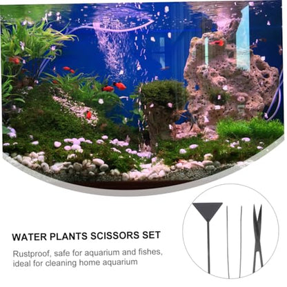 BESPORTBLE 3pcs Aquarium Cleaning Tool Fish Tank Maintenance Ergonomic Water Plant Tweezers and Scissors Kit for Trimming and Decorating Aquarium Plants