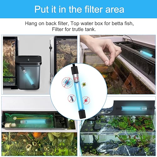 TAISHAN Aquarium Clean Light，13W & 11W & 9 W & 7 W & 5 W & 3 W Algae Removal Light,Aquarium Water Clean Green Clear Waterproof Clean Light for Fish Tank,Pond,Swimming Pool - size: 5 W - 8 inch
