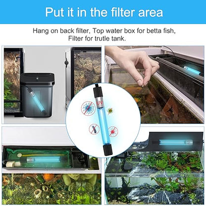 TAISHAN Aquarium Clean Light，13W & 11W & 9 W & 7 W & 5 W & 3 W Algae Removal Light,Aquarium Water Clean Green Clear Waterproof Clean Light for Fish Tank,Pond,Swimming Pool - size: 5 W - 8 inch