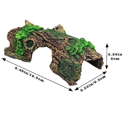 Oooct Hermit Crab Climbing Toy, Aquarium Betta Fish Hideout Caves, Resin Hollow Tree Trunk Ornament, Tank or Aquarium Decorations, Climbing and Hide Toy for Reptile Lizard Newt Hermit Crab