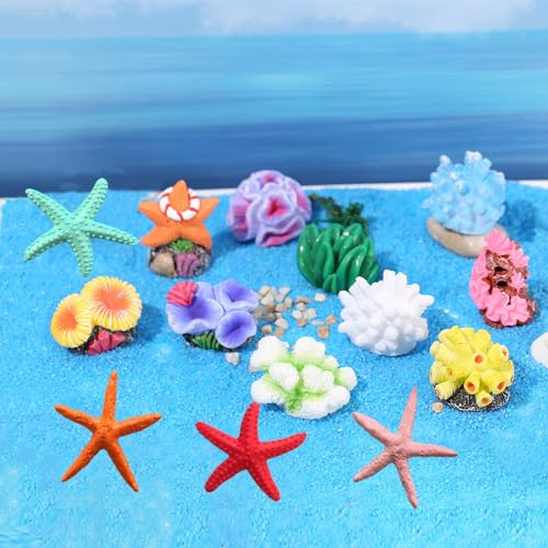 14 Pcs Mini Artificial Coral Plant for Aquarium Decorations, Fake Fish Tank Ornament Decor Multicolor Ocean Coral Reef Decoration Figurines for Betta Fish Tank Aquarium Landscape