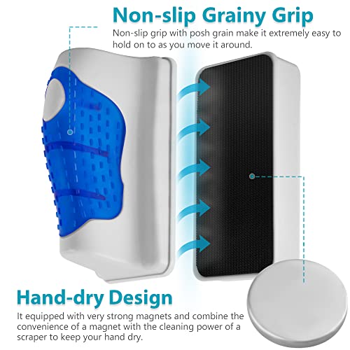 Magnetic Aquarium Fish Tank Glass Algae Scrapers Glass Cleaner Scrubber Clean [Blades Attachment, Floating, Scratch-Free, Non-Slip, Magnetizing] L - color: Dark Blue