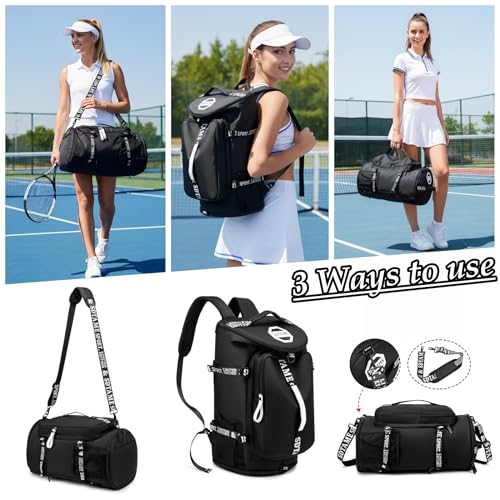 SDTAME Gym Duffel Backpack with Shoe Pocket & Laptop Sleeve - color: Black