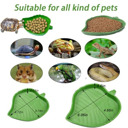3PCS Tortoise Water Bowls with Ramp Leaf Tortoise Food Dish Reptile Food Water Bowls Reptile Bathing Pool Aquarium Ornament for Gecko, Snake, Turtle, Bearded Dragon, Lizard (Large) - size: Large